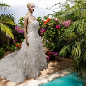 Wedding Dress RUFFLED White dress With Sequins